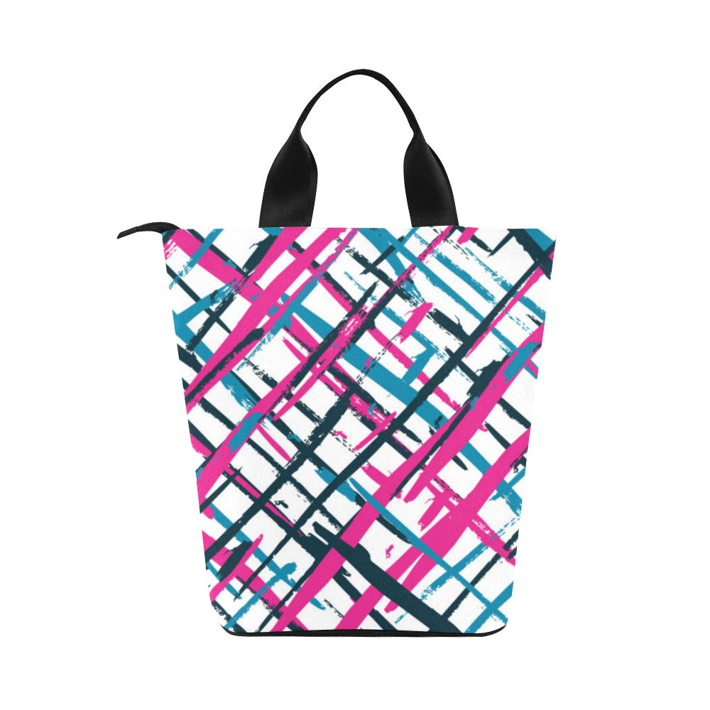 Bold Plaid Nylon Lunch Tote