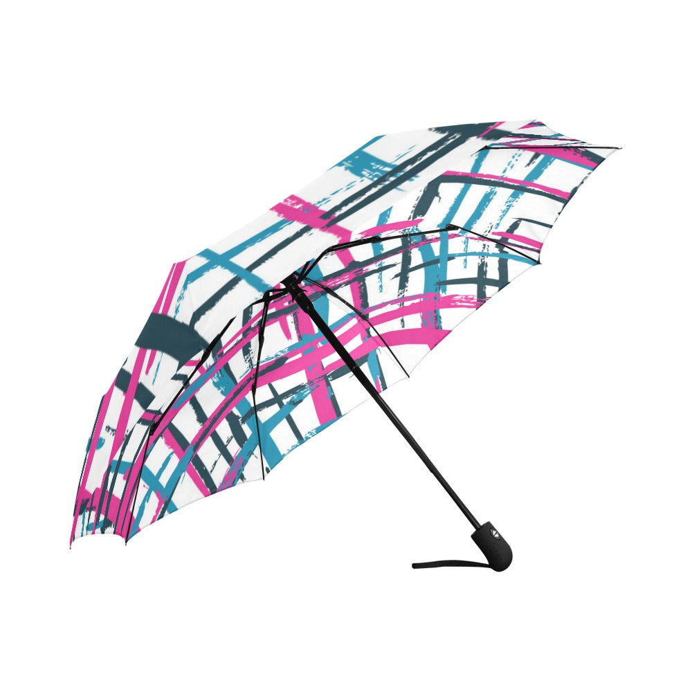 Bold Plaid Auto-Foldable Umbrella (Model U04)