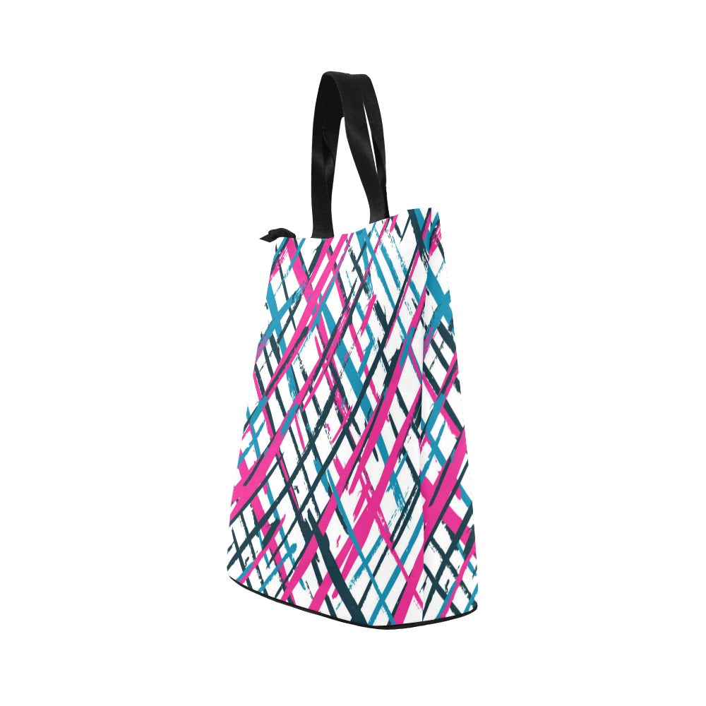 Bold Plaid Nylon Lunch Tote